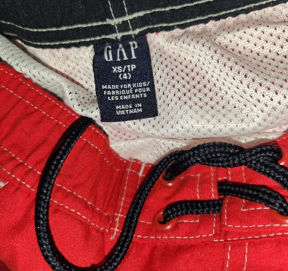 GAP Red Swim Shorts with Black Drawstring - Picture 3 of 3